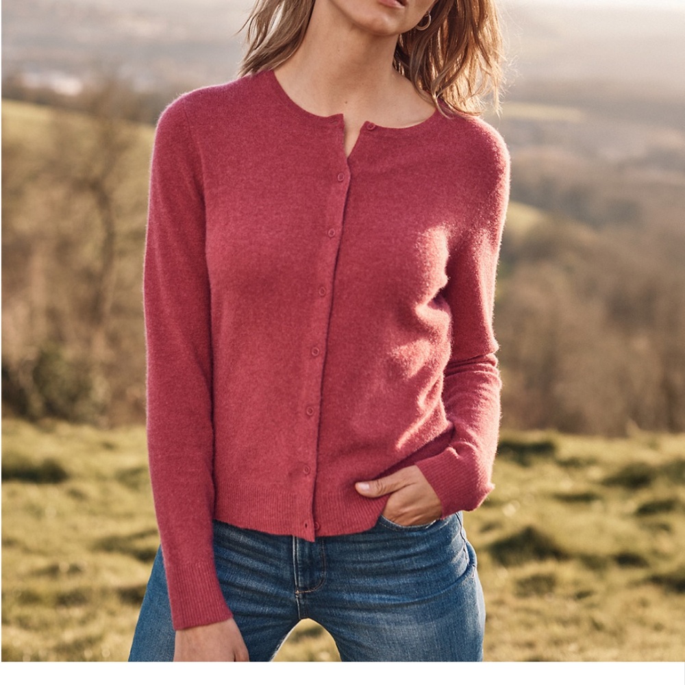 Garnet Hill 100% Cashmere Deep Red Women's Cardigan